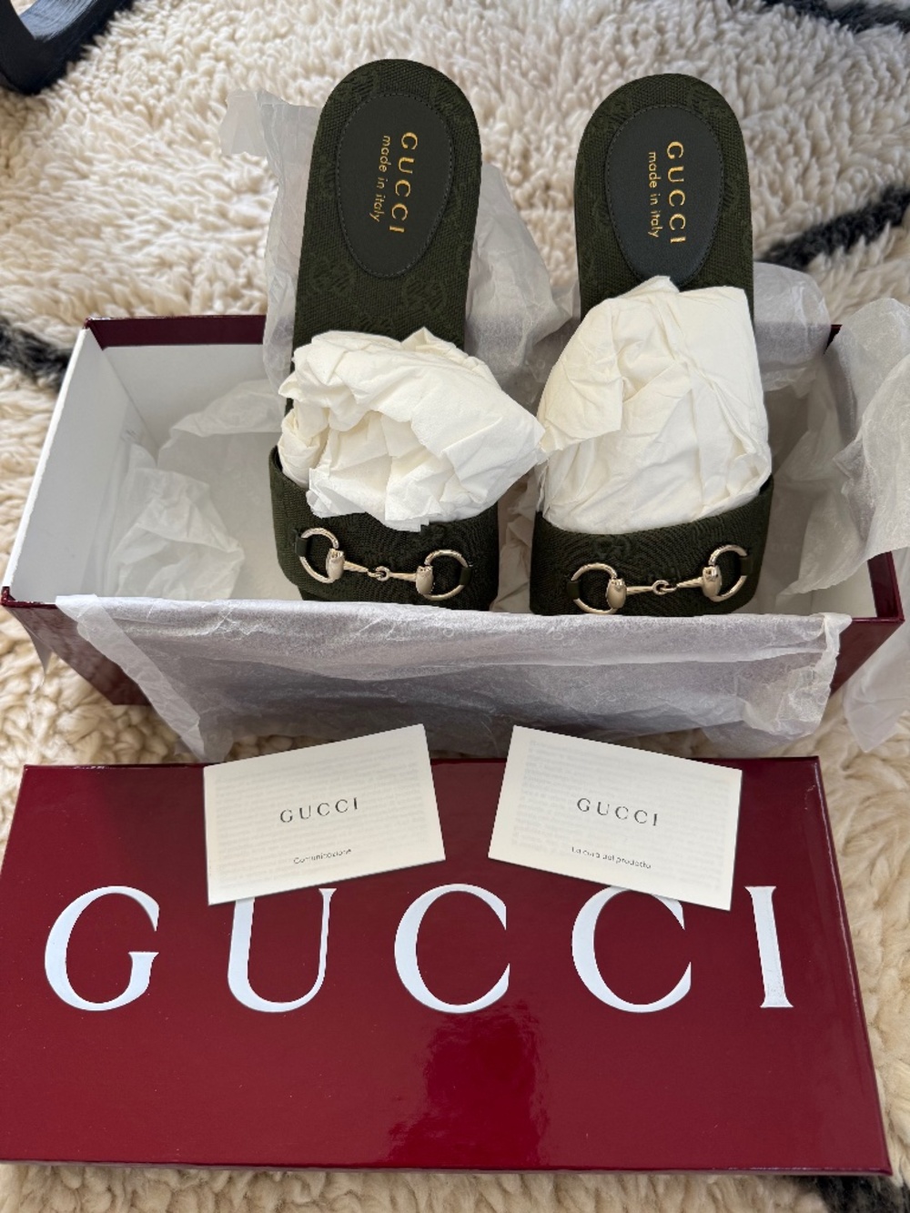 Gucci Women's Olive Green Horsebit Mules